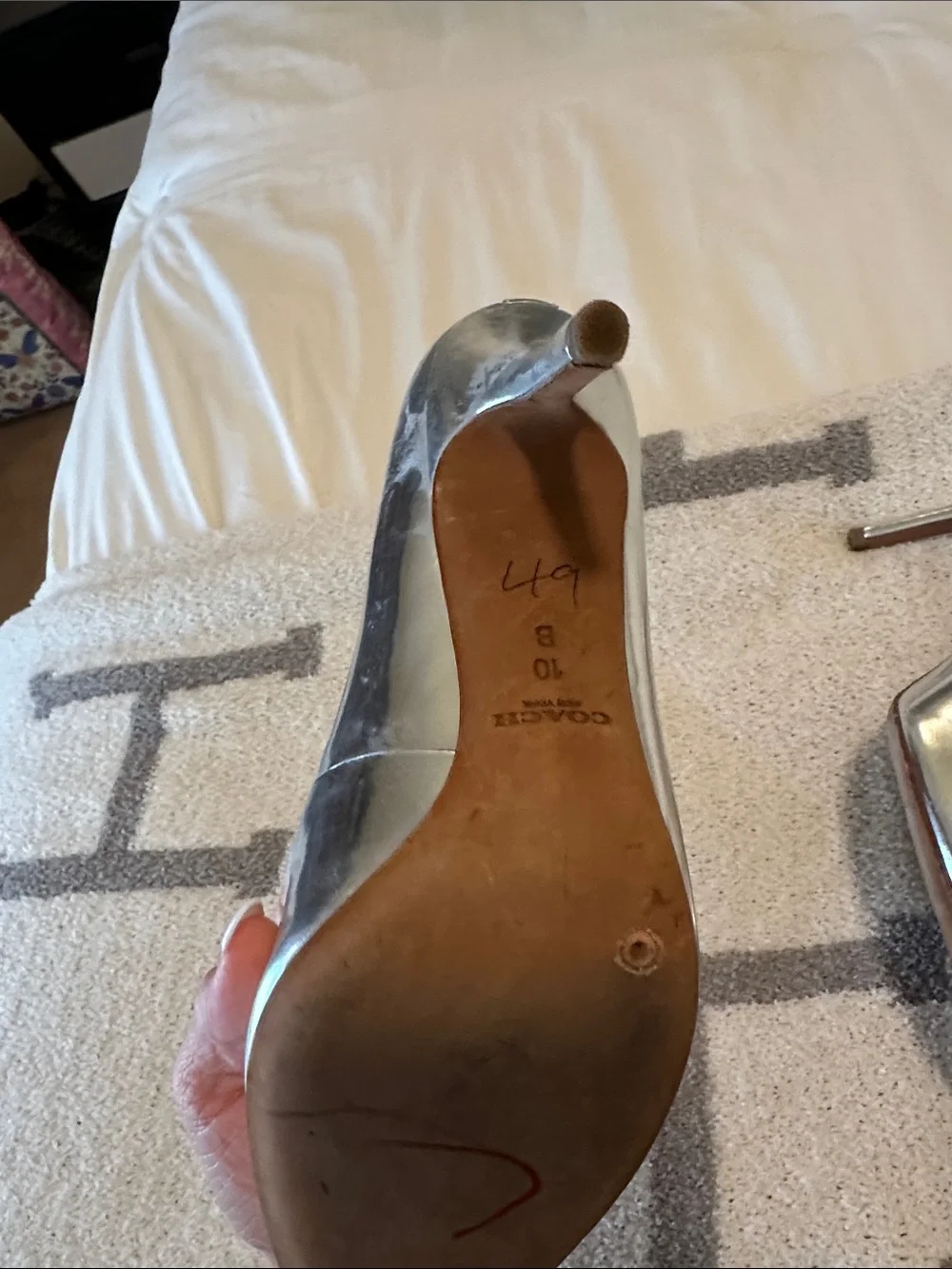 Silver Chrome Coach heels size 10
